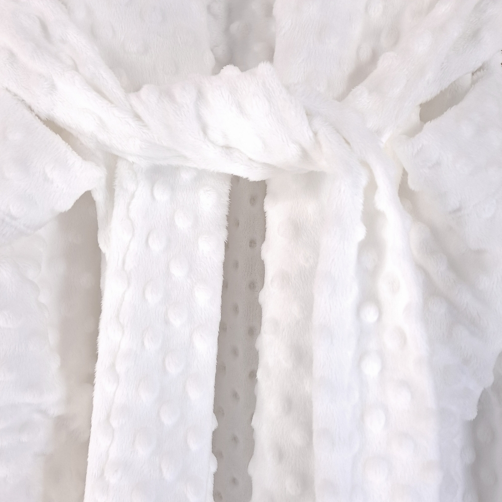 Soft Surroundings White Textured Robe Dots Pockets Stretch Bathrobe - Sz Small - Picture 3 of 9